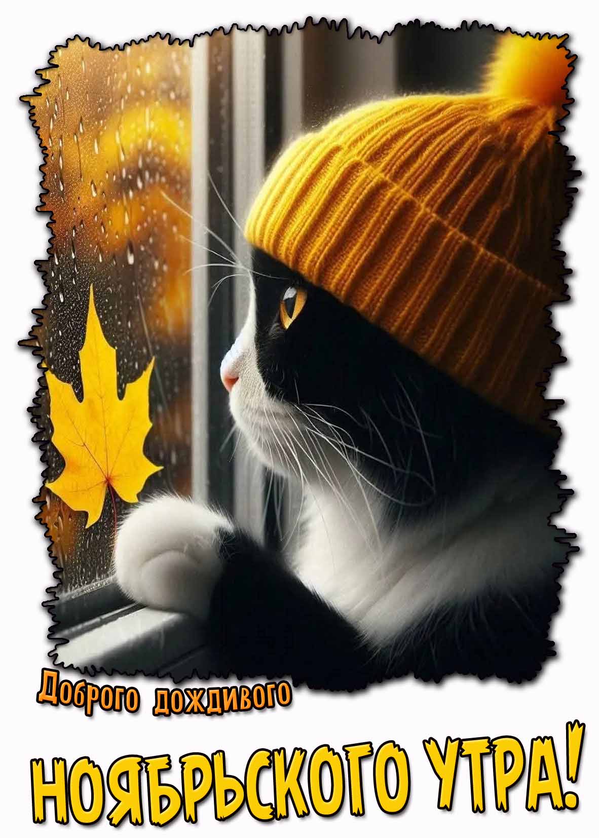 Доброго дождливого ноябрьского утра! - картинка с котом