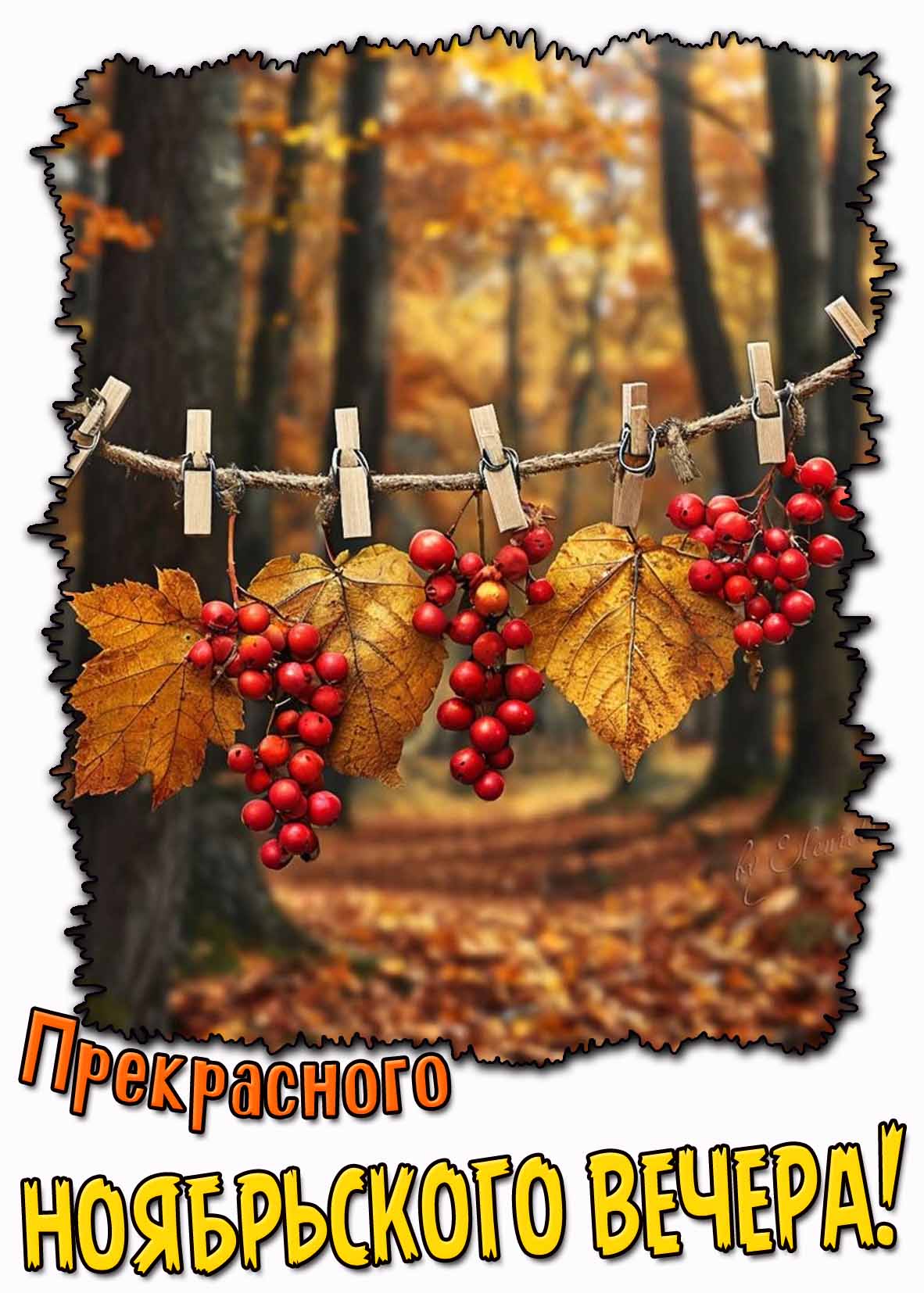 Открытка прекрасного ноябрьского вечера