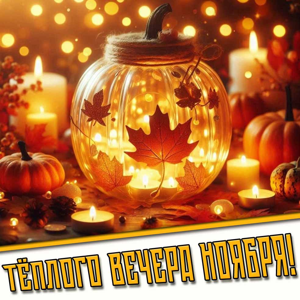 Открытка тёплого вечера ноября