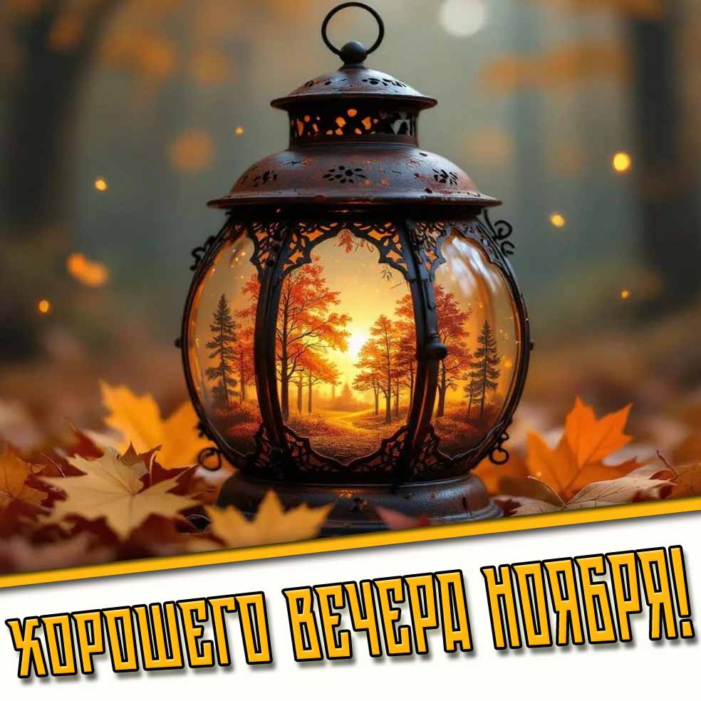 Осенняя открытка хорошего вечера ноября