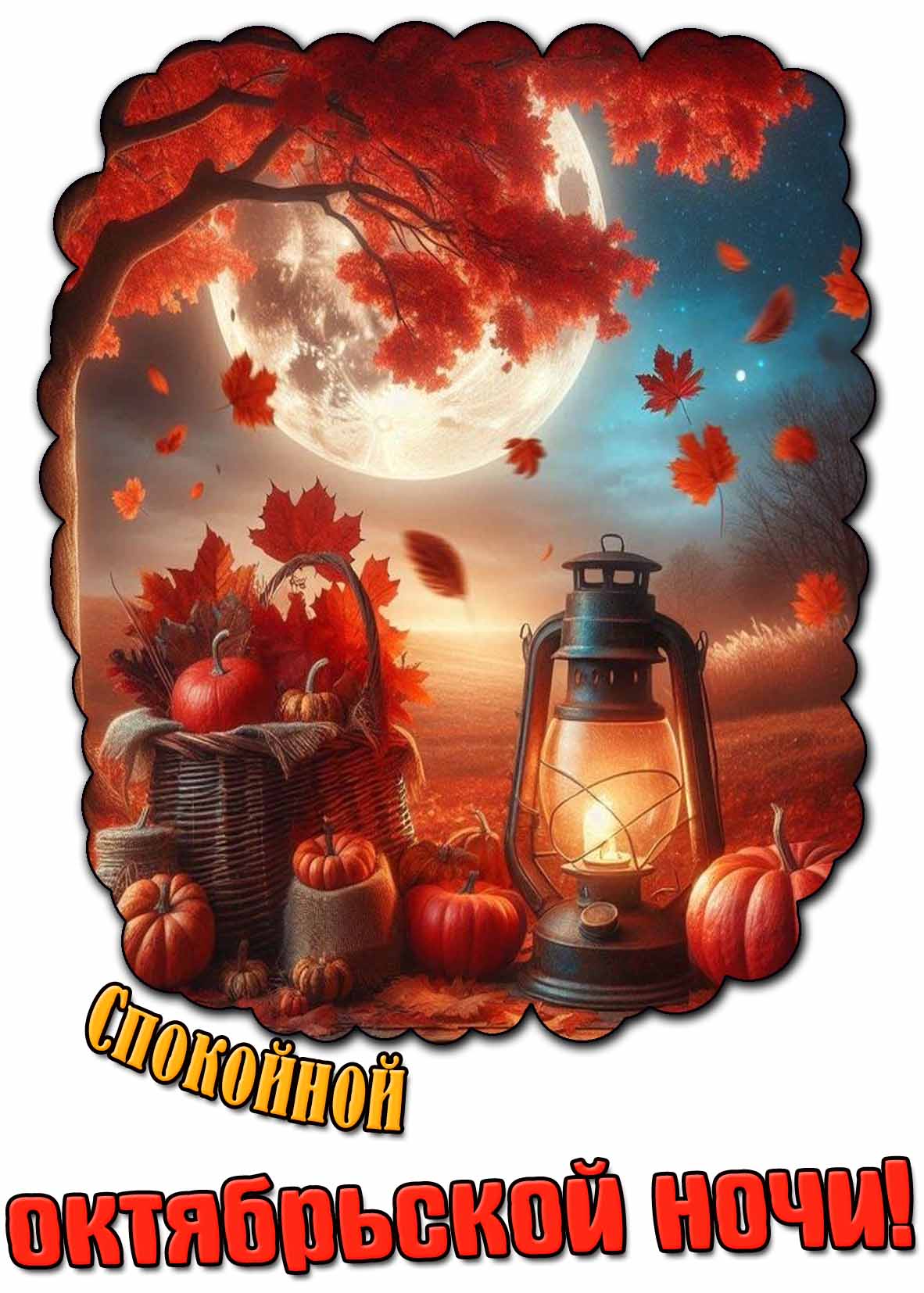 Открытка спокойной октябрьской ночи