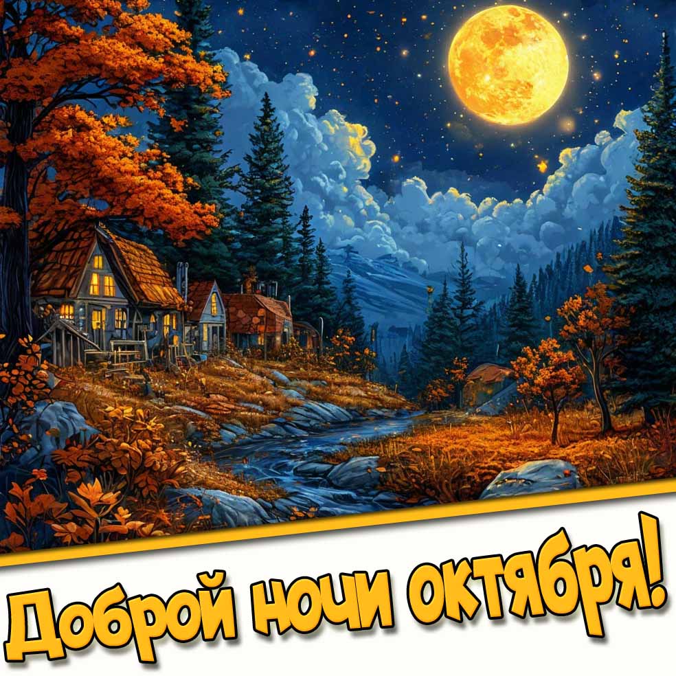Доброй ночи октября! - осенняя открытка