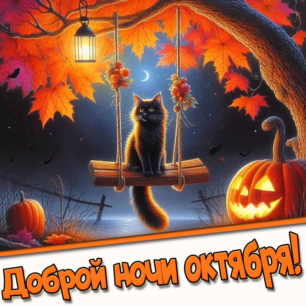 Прикольная открытка доброй ночи октября