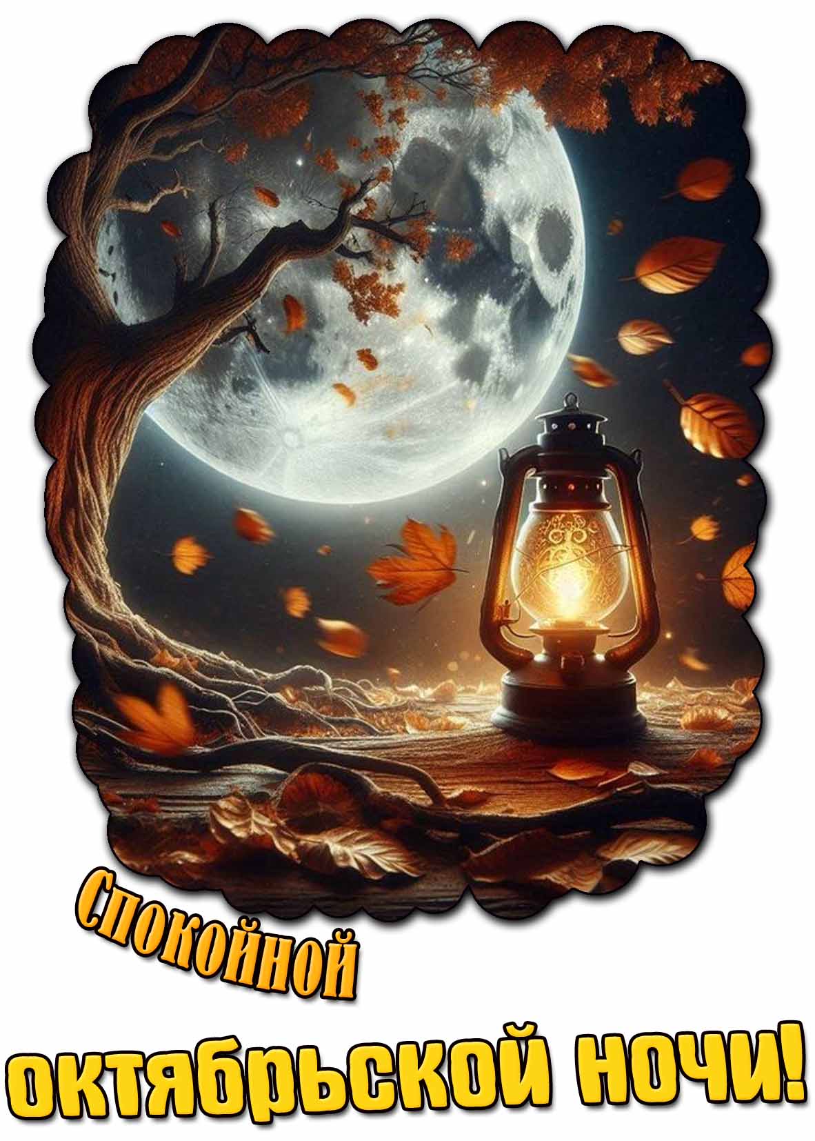 Красивая открытка спокойной октябрьской ночи