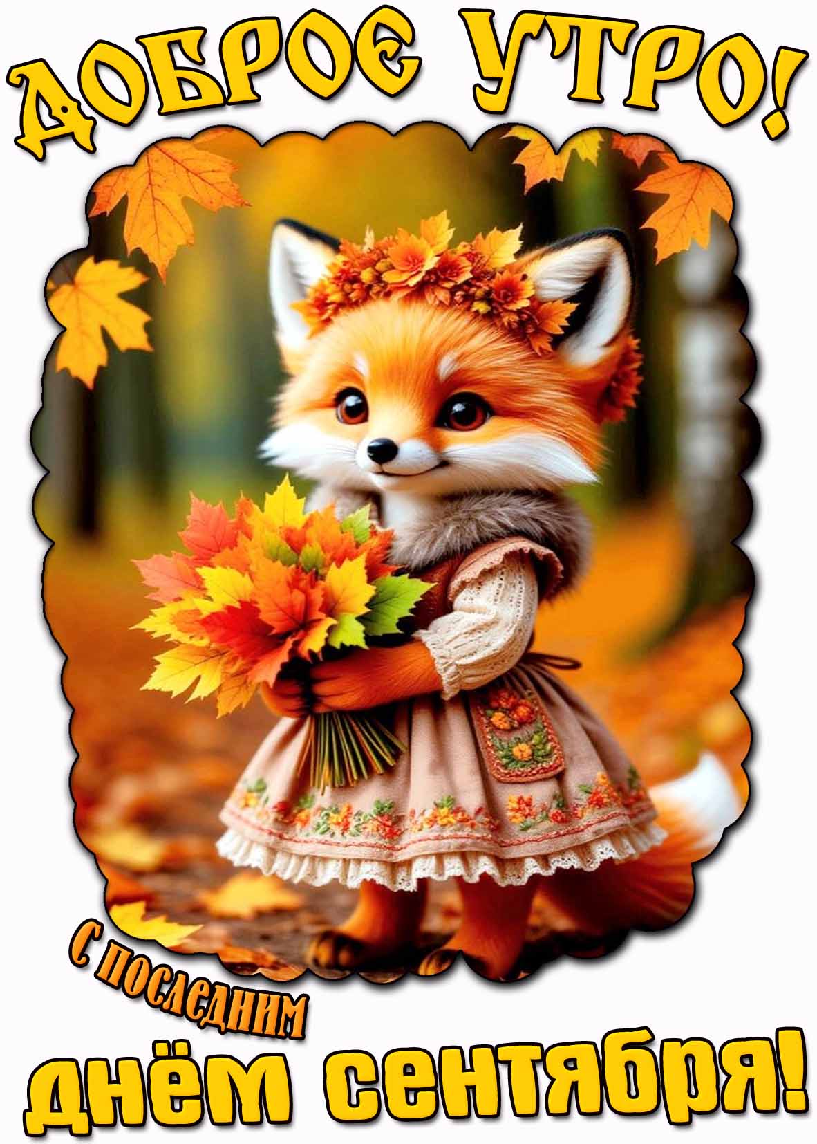 Красивая картинка "Доброе утро! С последним днём сентября!"