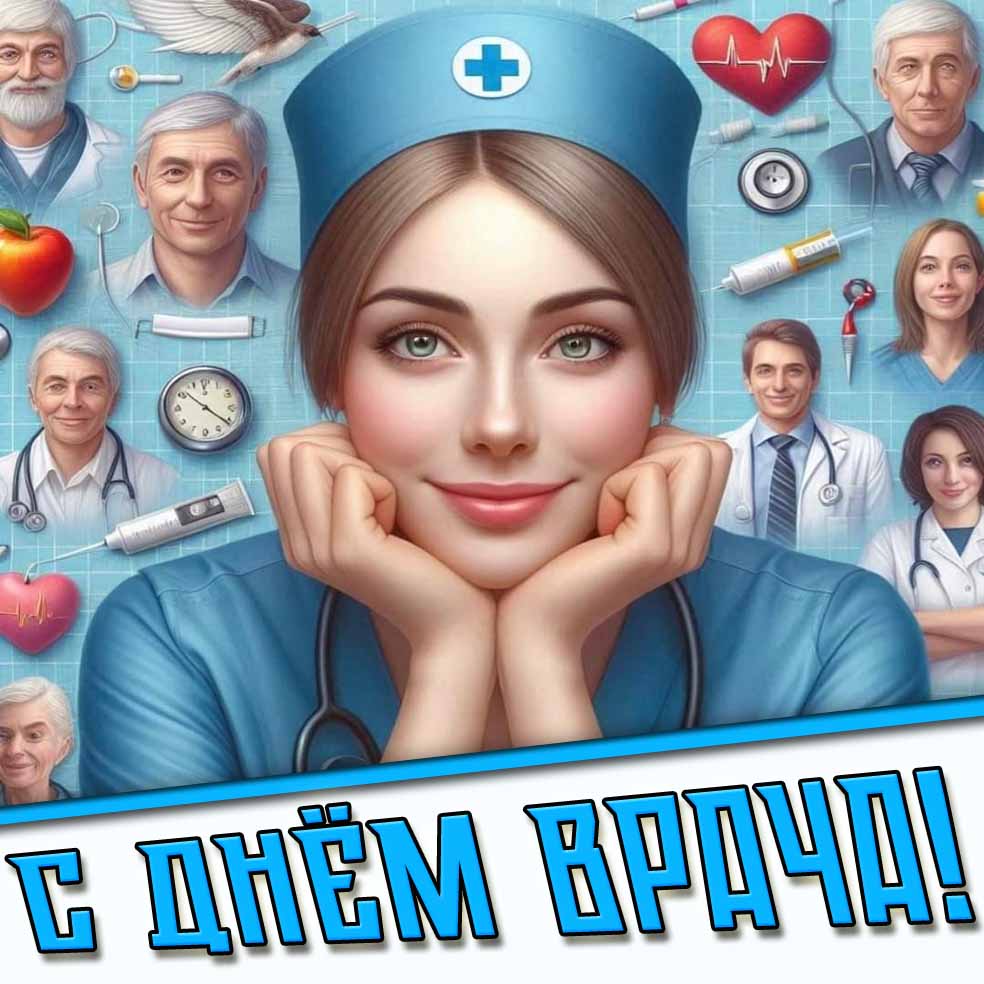 С днём врача! - открытка с девушкой