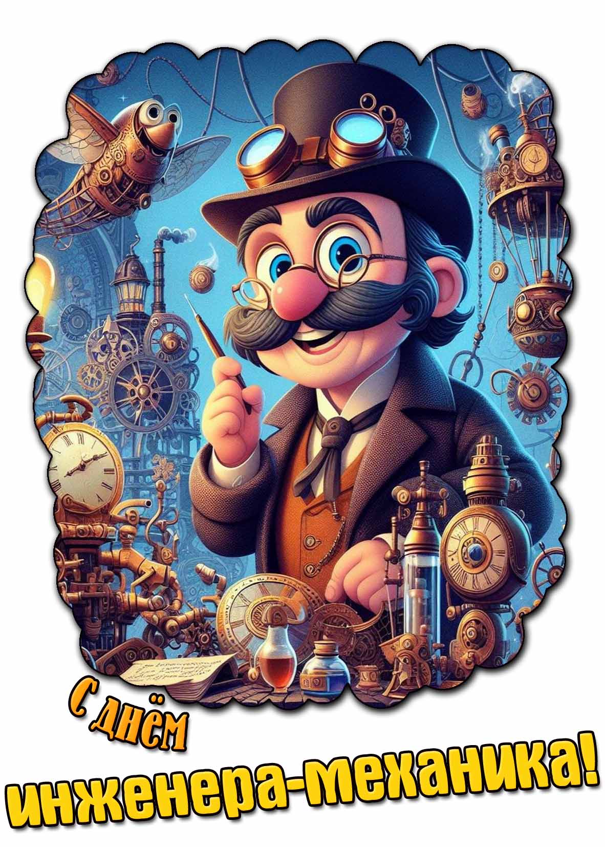 Мультяшная картинка с днём инженера механика