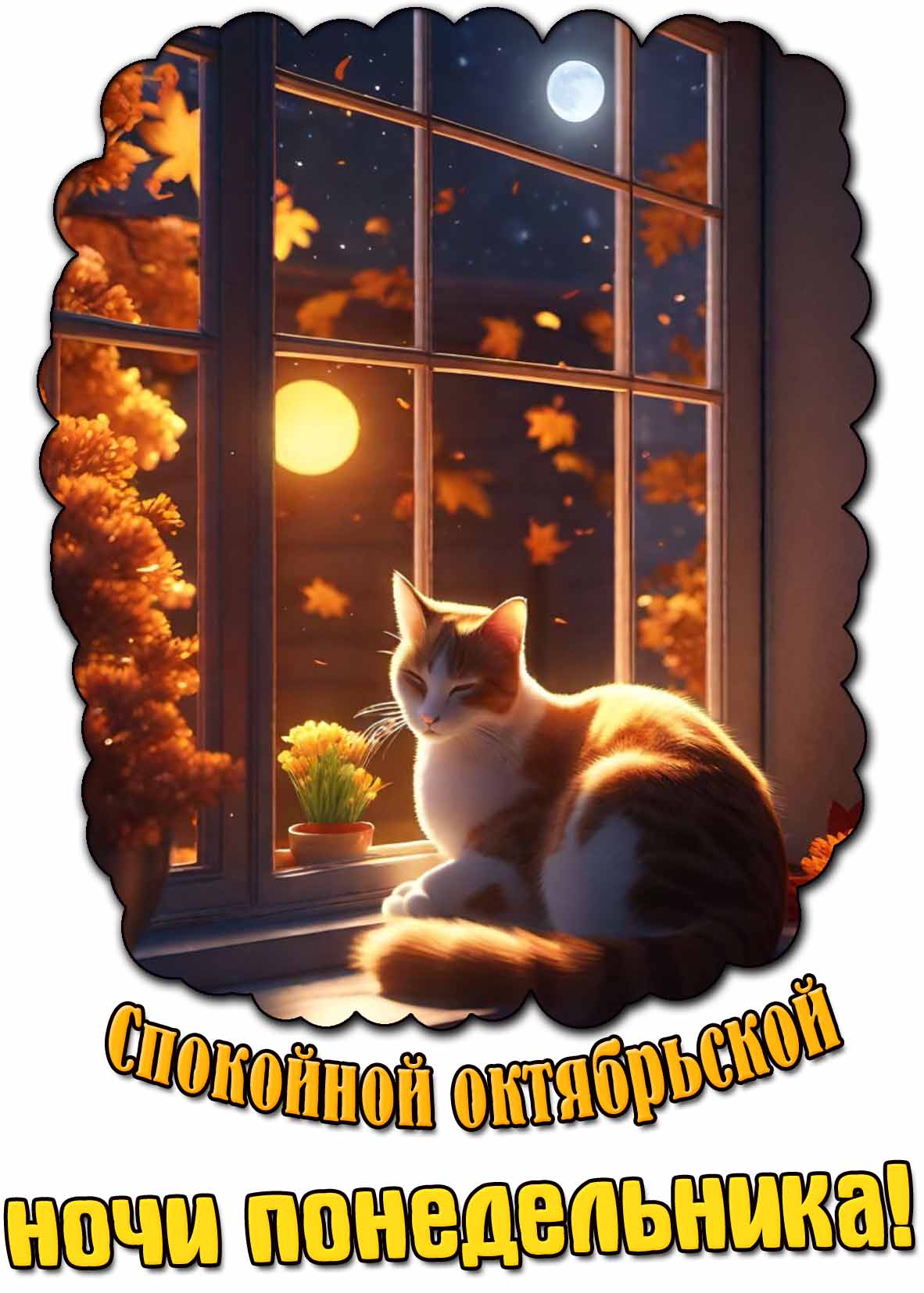 Картинка спокойной октябрьской ночи понедельника