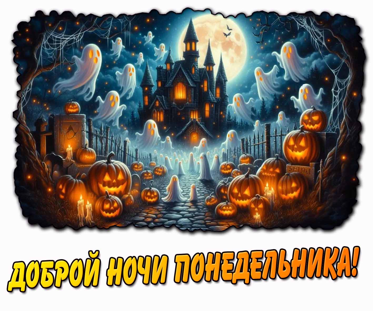 Доброй ночи понедельника! - картинка в хэллоуинском стиле