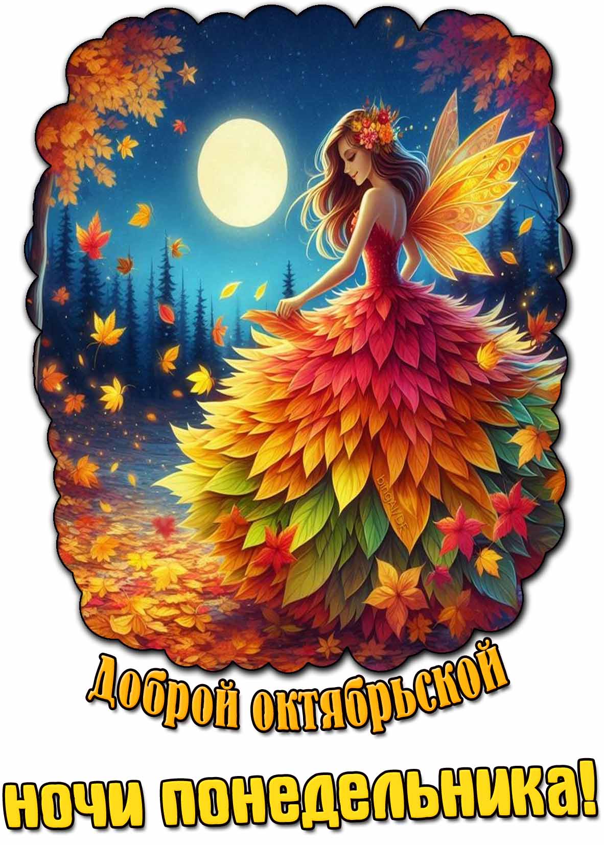 Открытка доброй октябрьской ночи понедельника