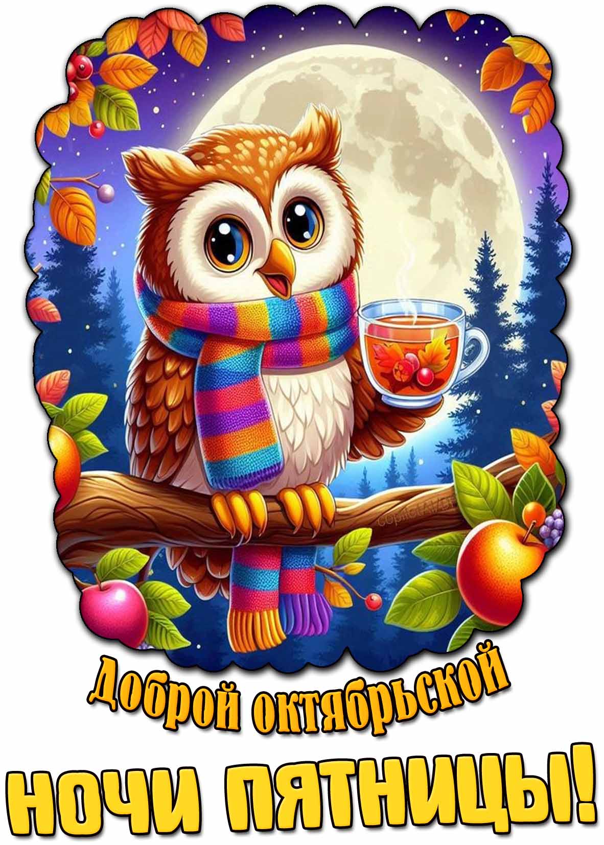 Картинка доброй октябрьской ночи пятницы