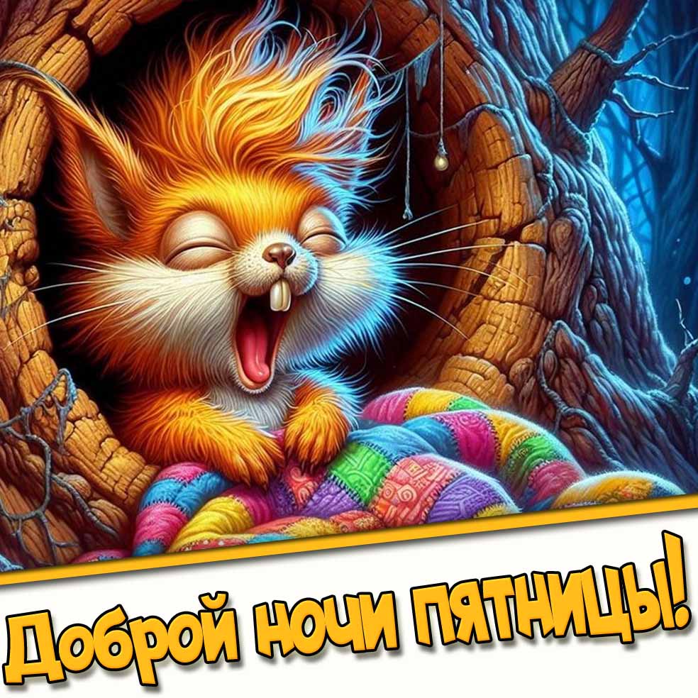 Прикольная картинка доброй ночи пятницы