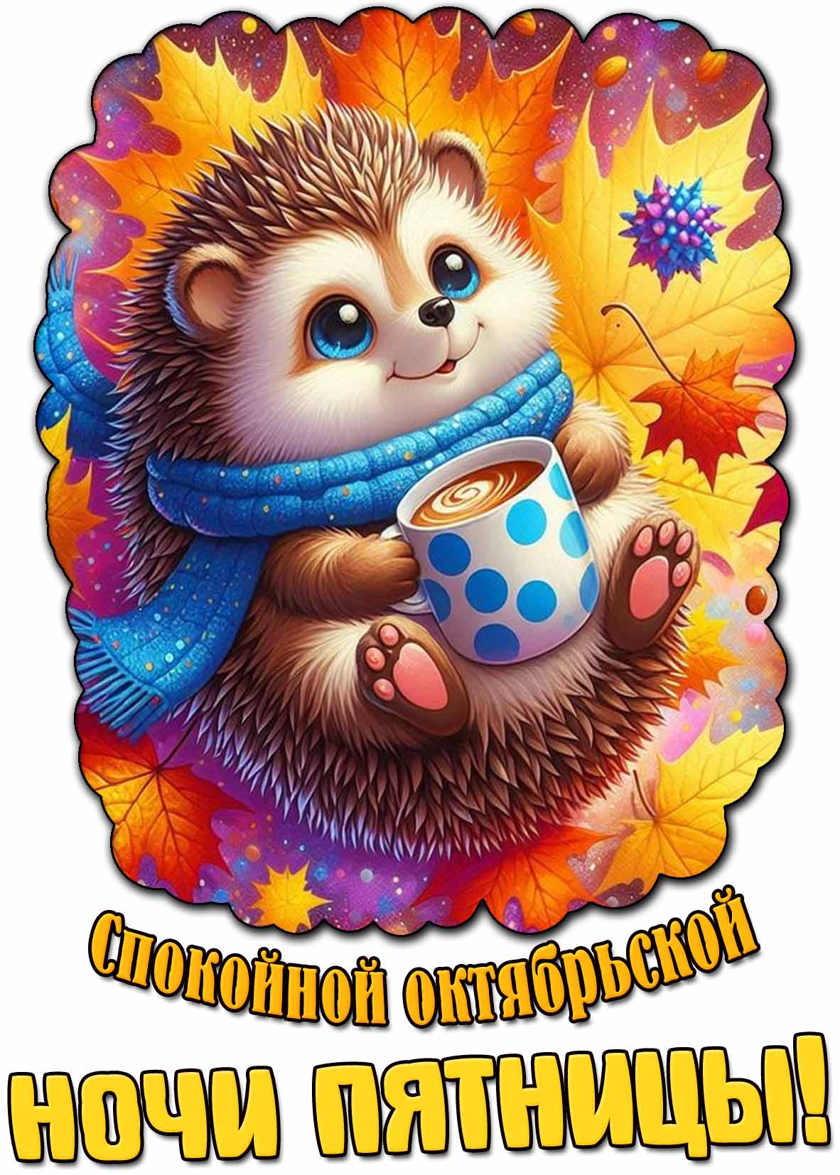 Открытка спокойной октябрьской ночи пятницы