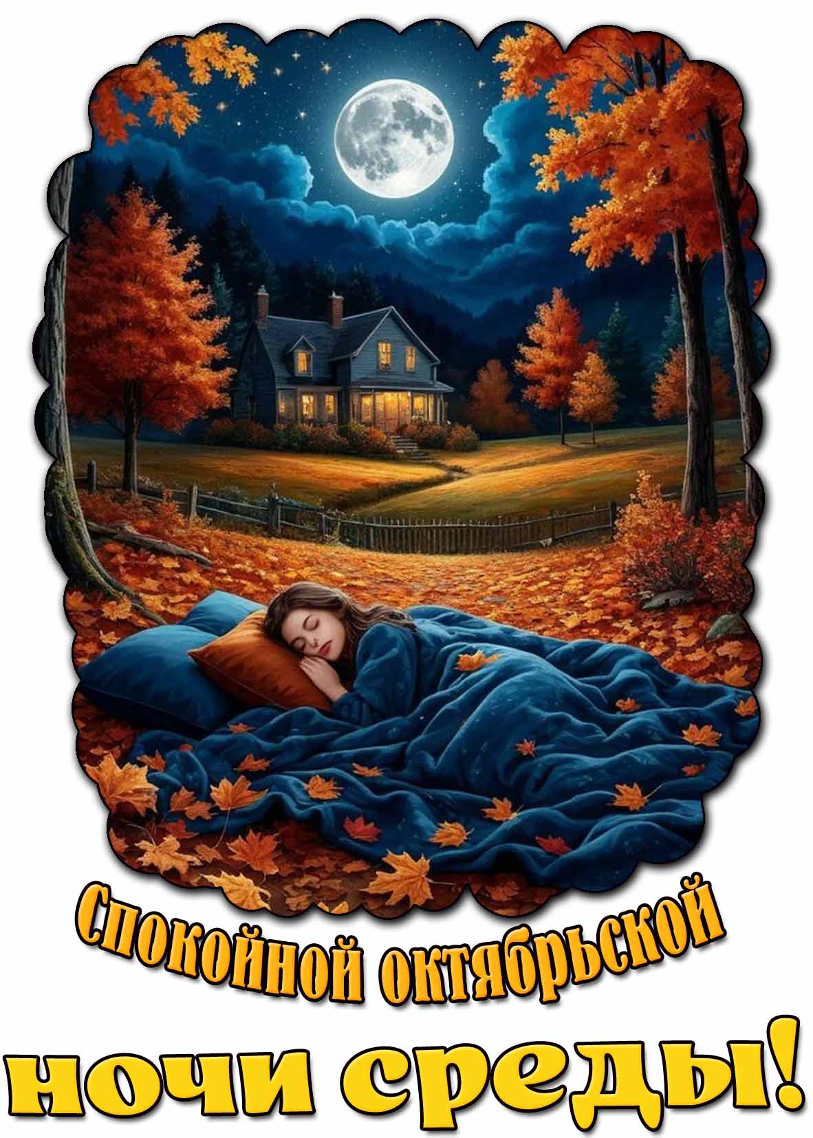 Открытка спокойной октябрьской ночи среды
