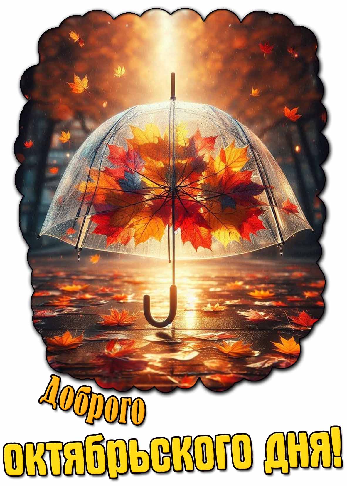 Доброго октябрьского дня! - дождливая открытка