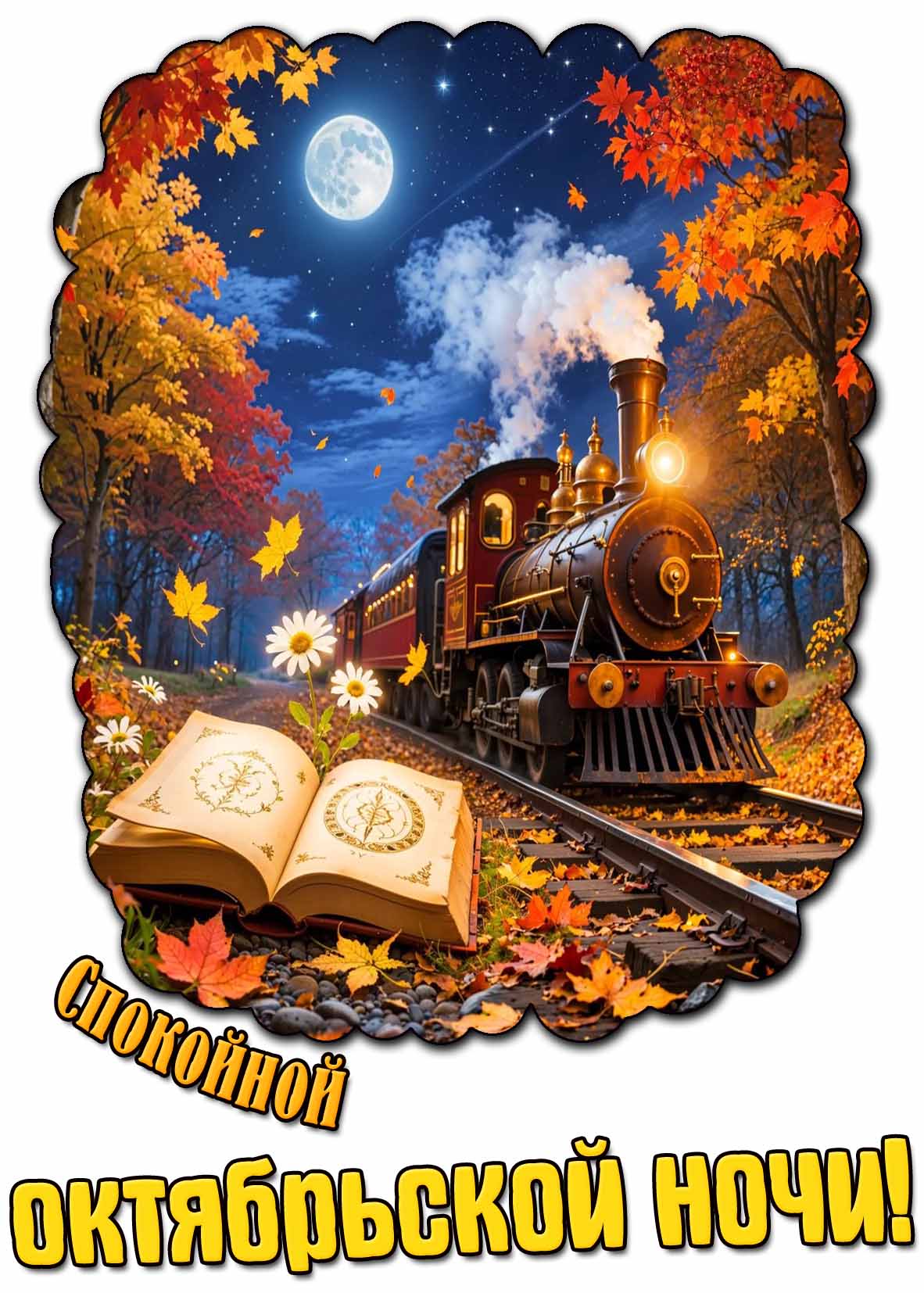 Открытка спокойной октябрьской ночи