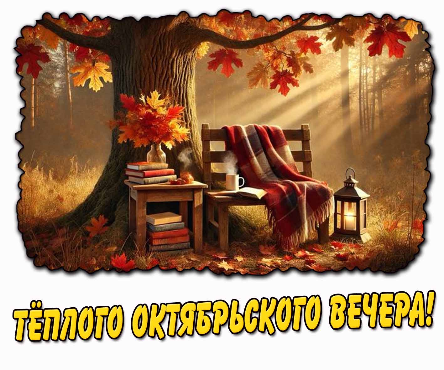 Открытка тёплого октябрьского вечера