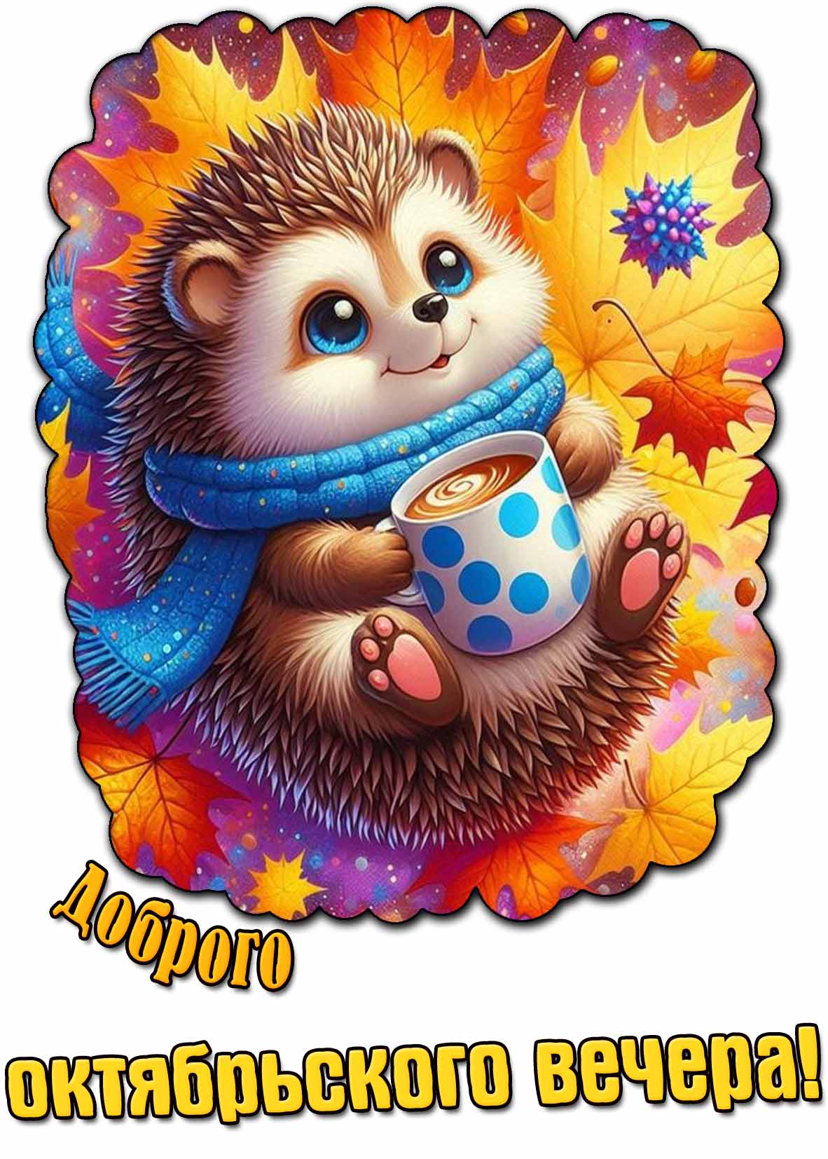 Красивая открытка доброго октябрьского вечера
