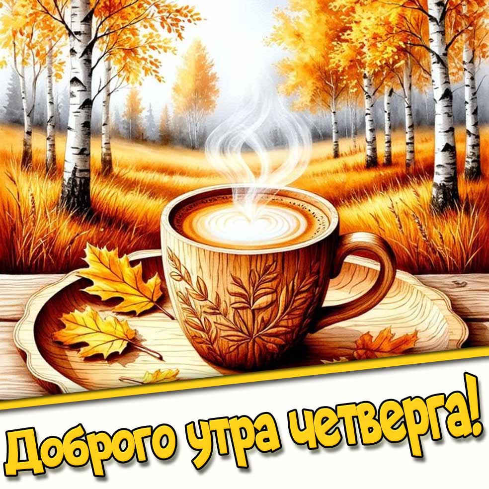 Доброго утра четверга! - осенняя картинка с кофе