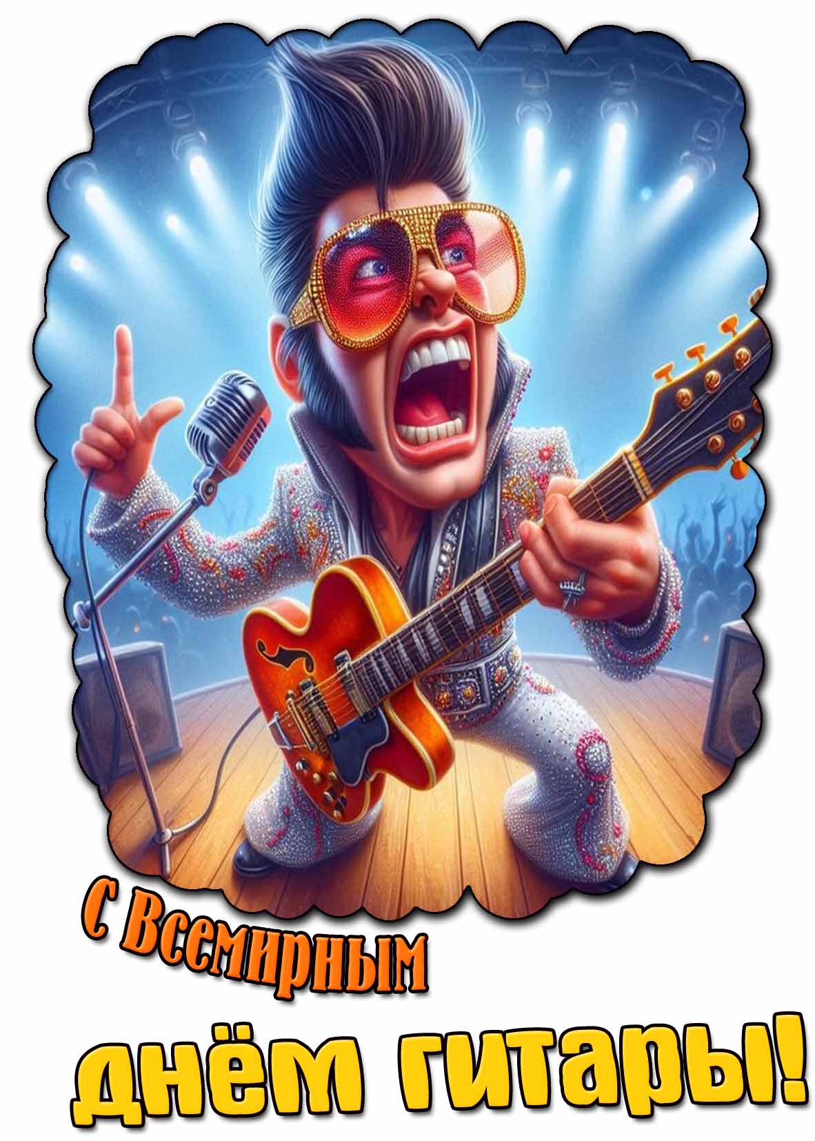 Прикольная открытка с Всемирным днём гитары