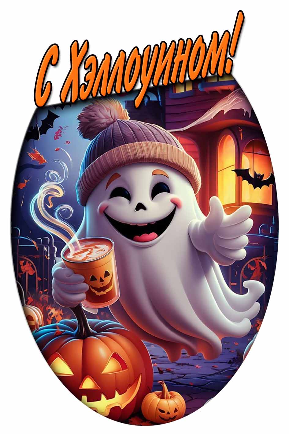 С Хэллоуином! - прикольная открытка