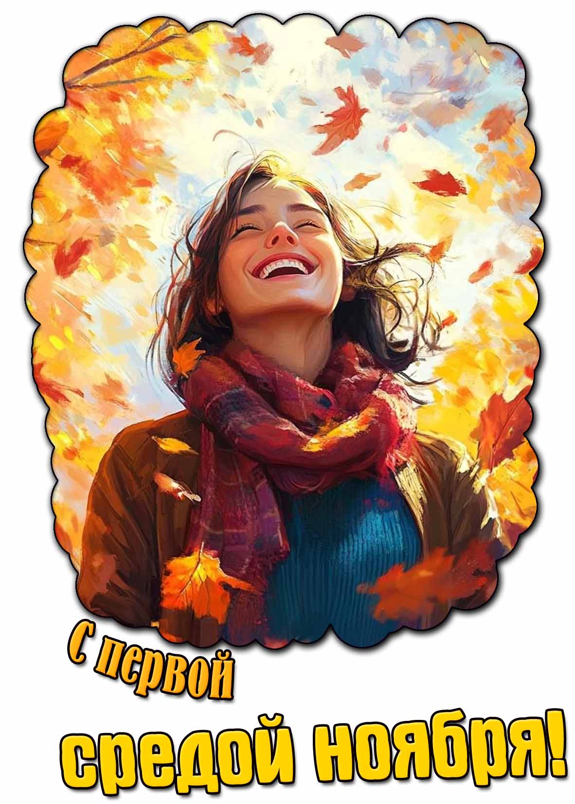 Позитивная открытка с первой средой ноября