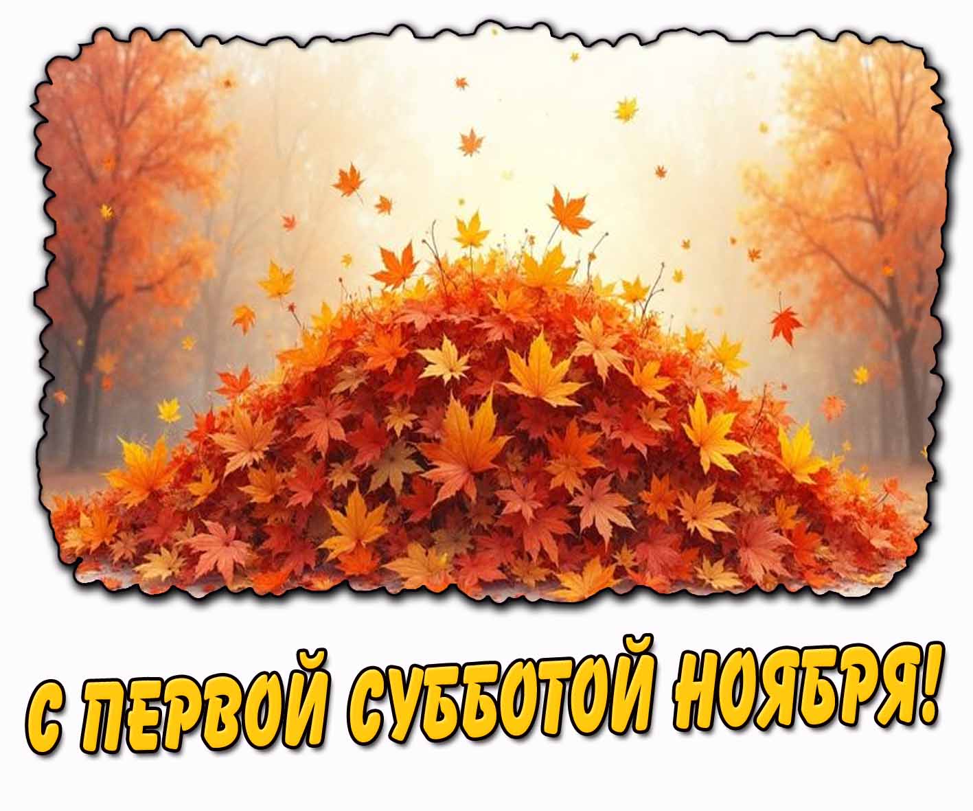 Картинка с первой субботой ноября с осенними листьями