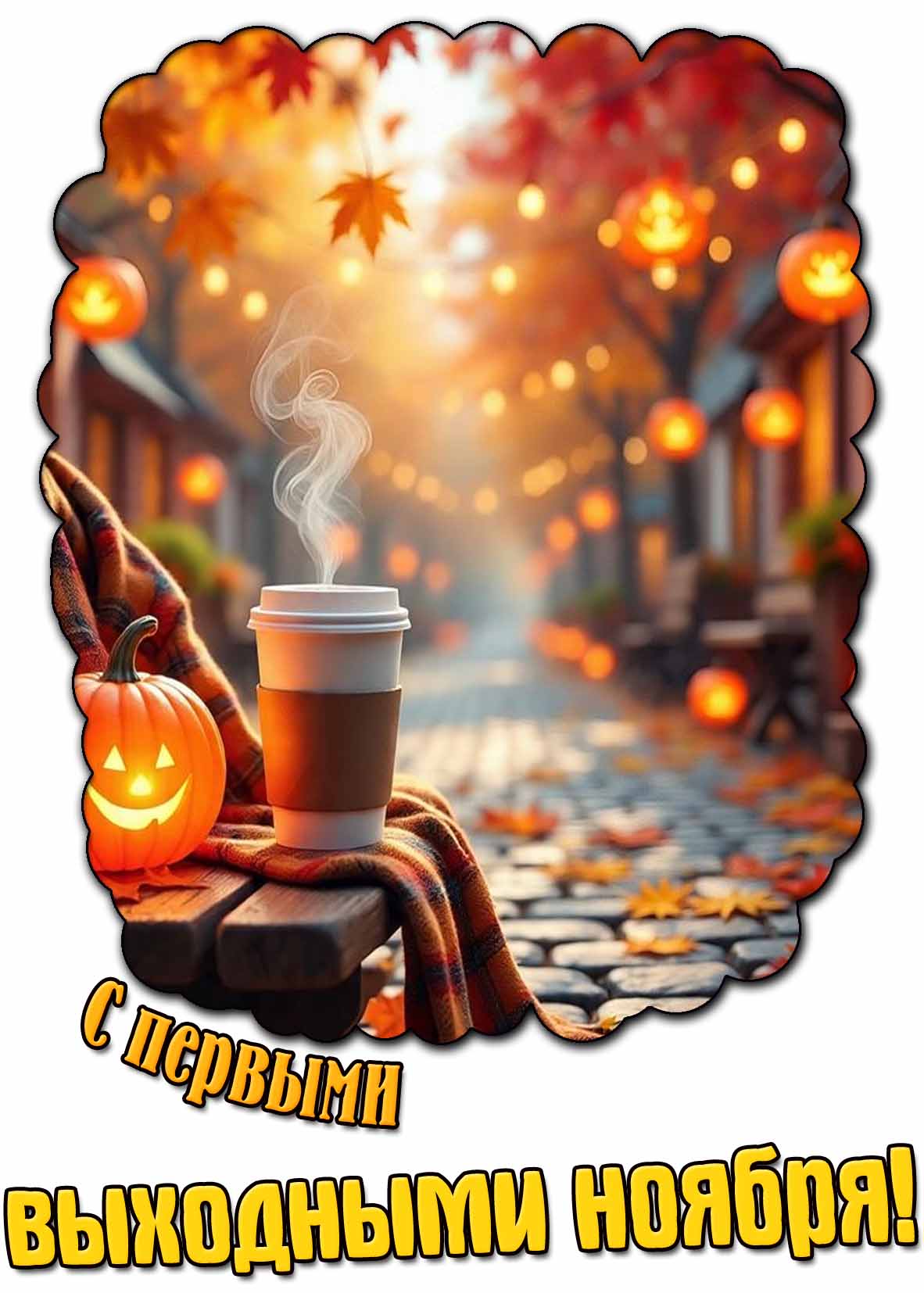 Красивая открытка с первыми выходными ноября