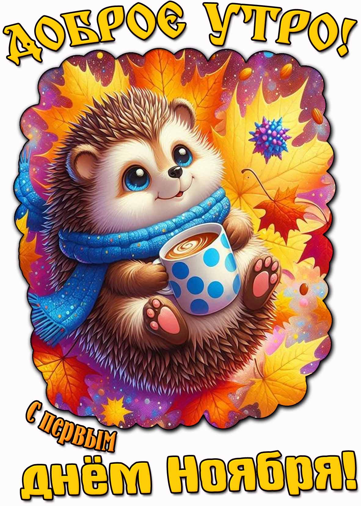 Открытка "Доброе утро! С первым днём ноября!"