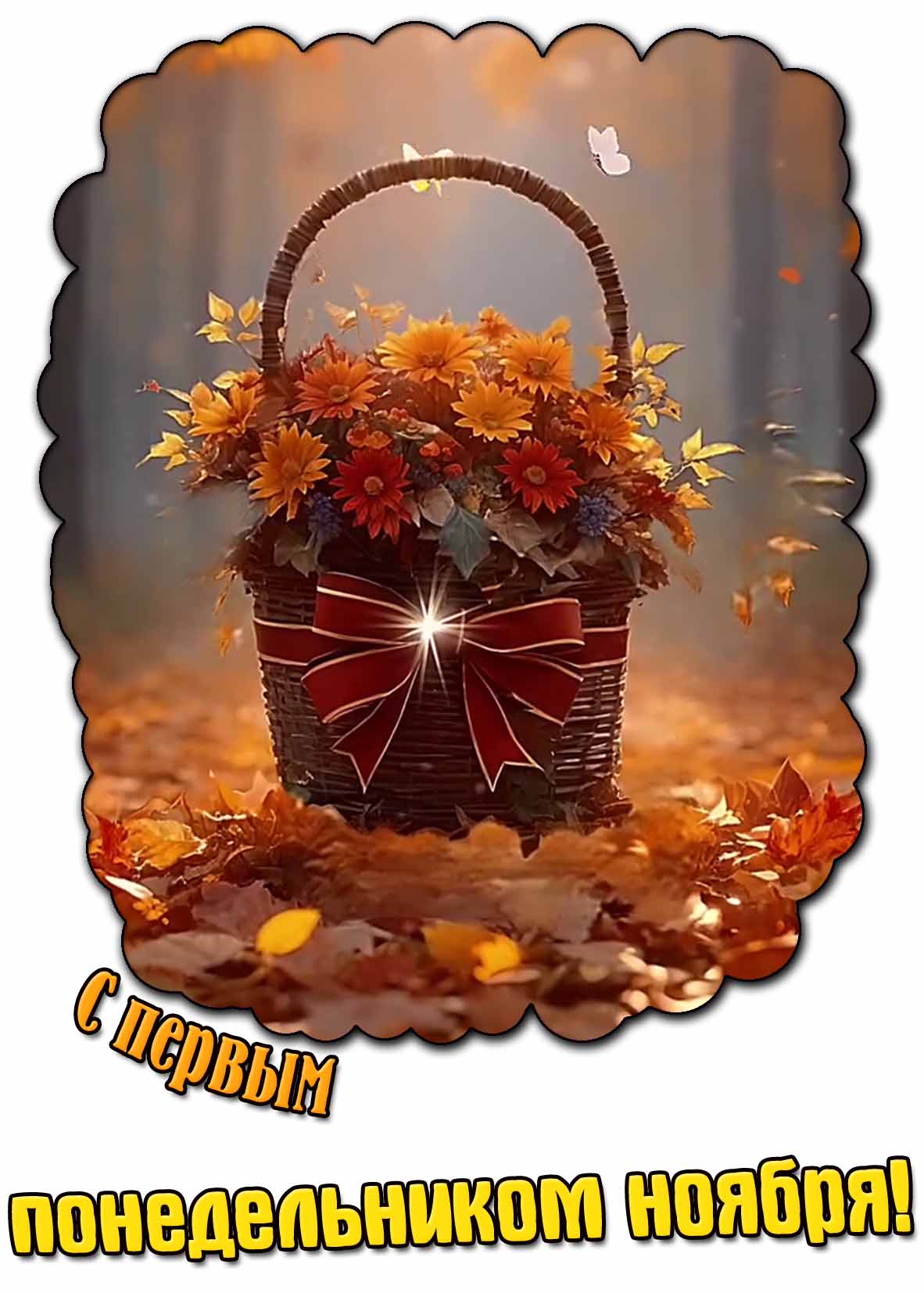 С первым понедельником ноября! - открытка с корзиной цветов