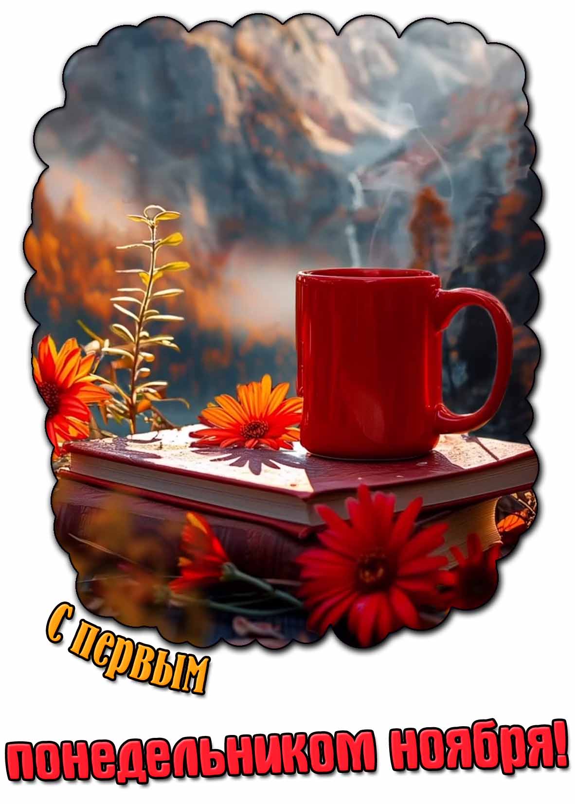 Открытка с первым понедельником ноября
