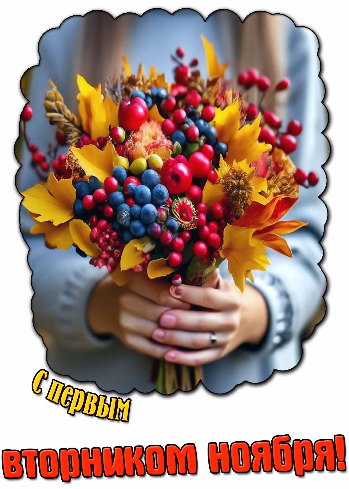 Красивая открытка с первым вторником ноября