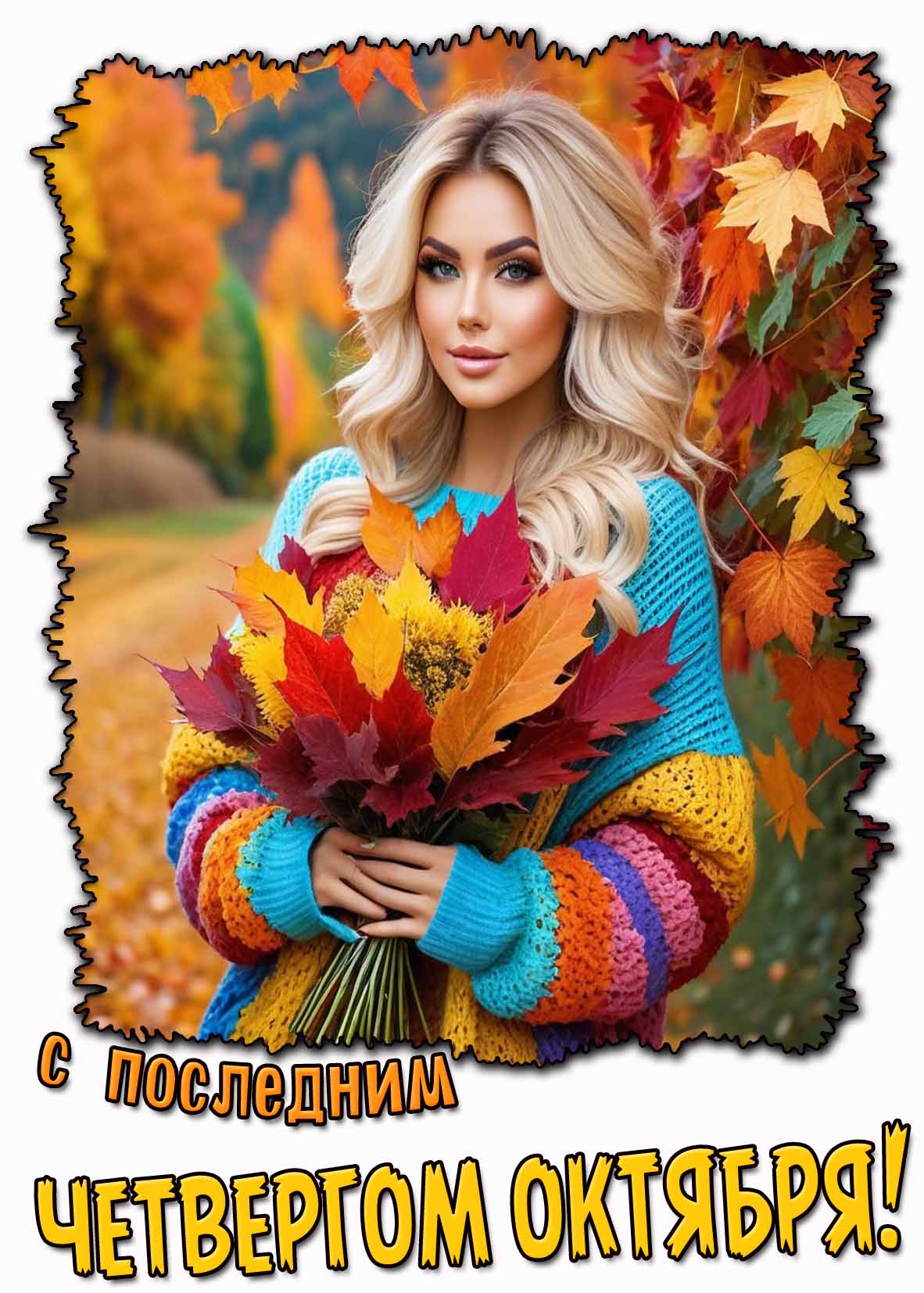 С последним четвергом октября! - картинка с красивой девушкой