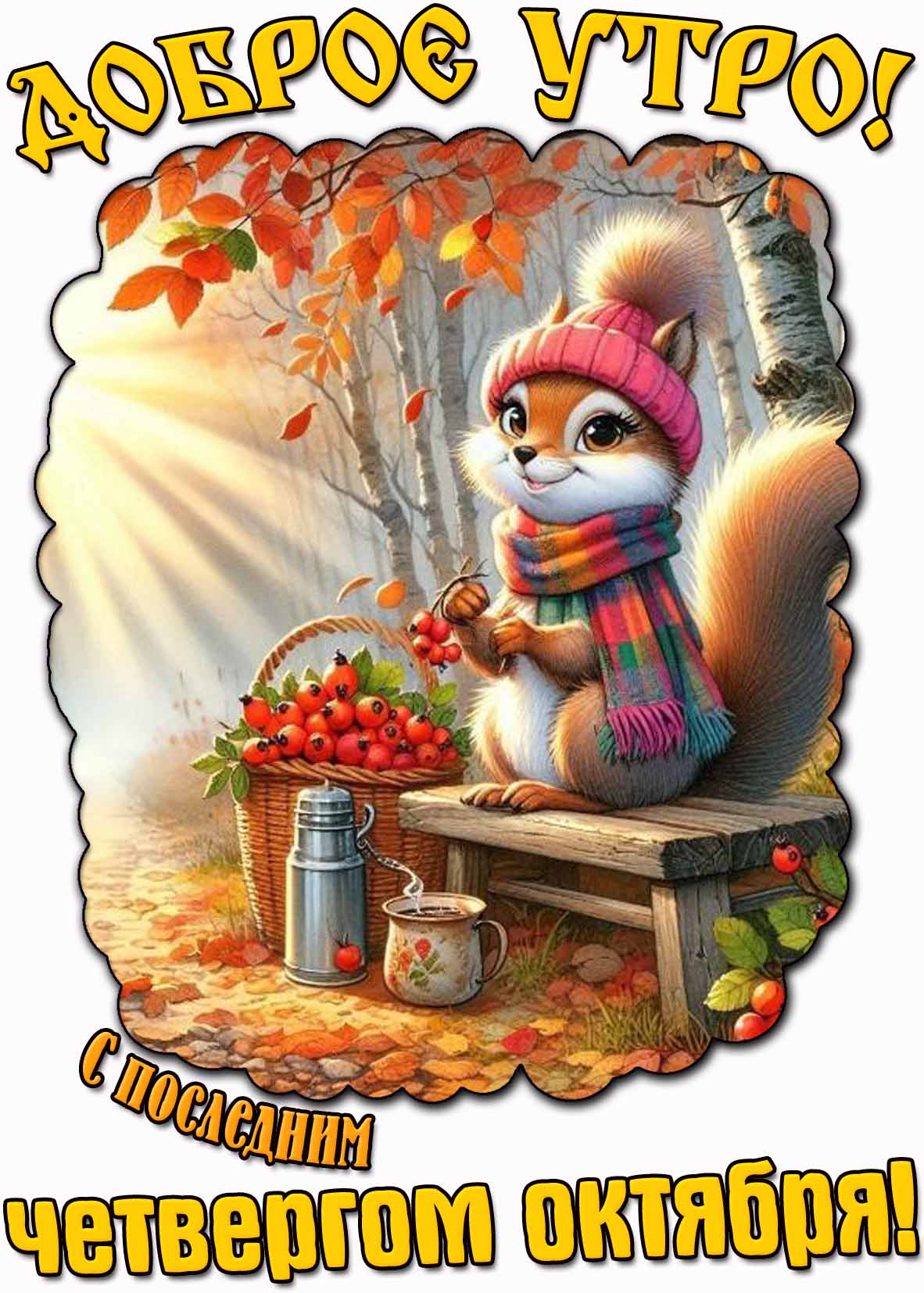 Открытка "Доброе утро! С последним четвергом октября!"