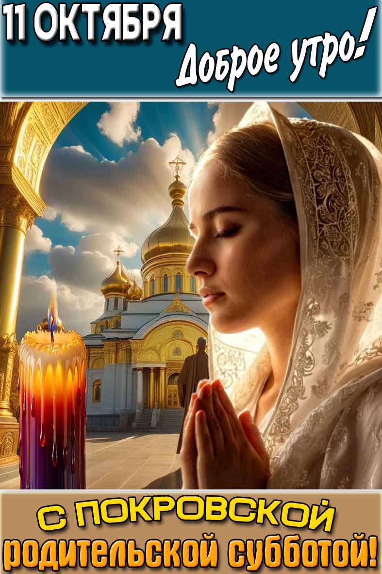 Открытка "11 октября доброе утро! С Покровской родительской субботой!"