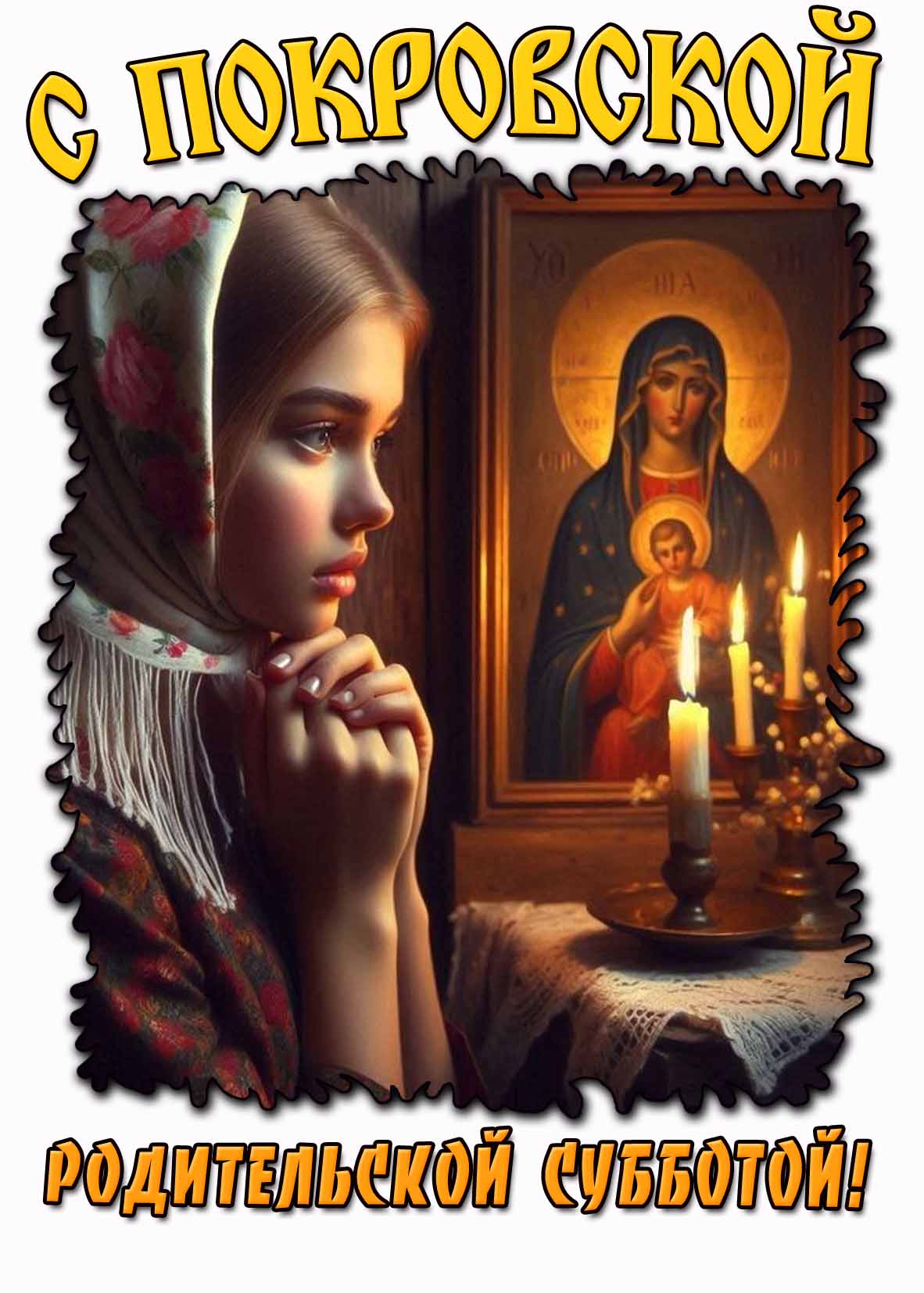 Открытка для верующих с Покровской родительской субботой