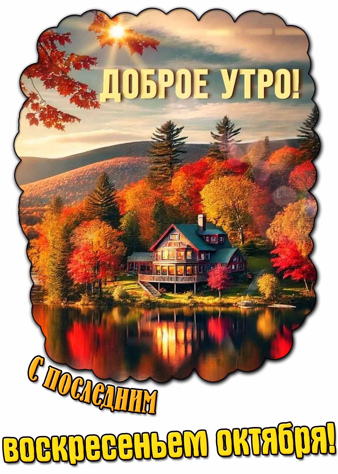 Открытка "Доброе утро! С последним воскресеньем октября!"
