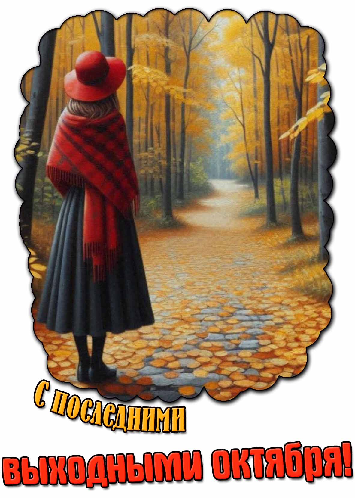 Красивая открытка с последними выходными октября
