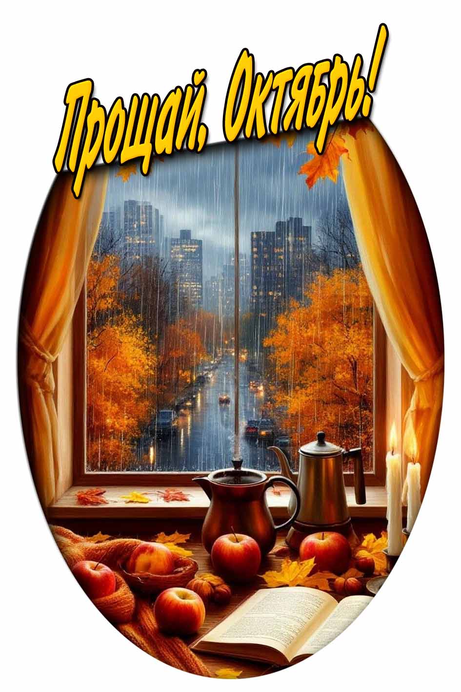 Дождливая картинка "Прощай, Октябрь!"