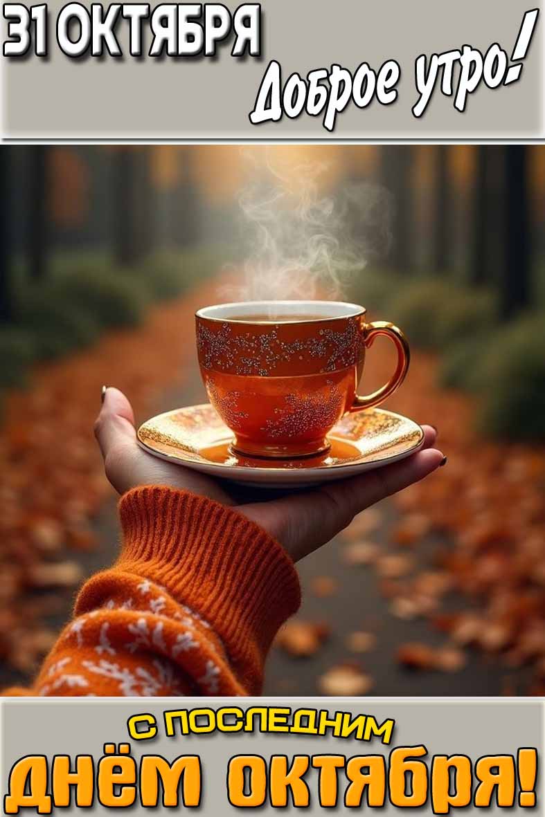 Открытка "31 октября доброе утро! С последним днём октября!"