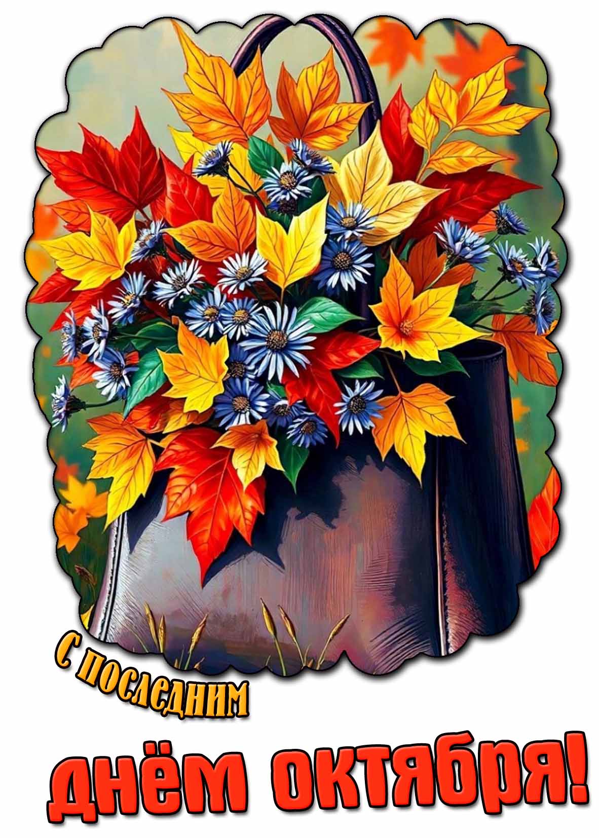 Красивая открытка с последним днём октября
