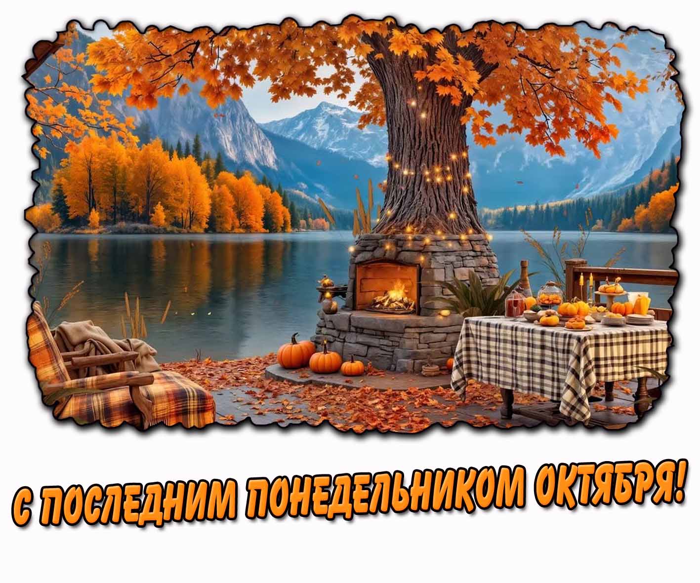 С последним понедельником октября! - романтическая открытка