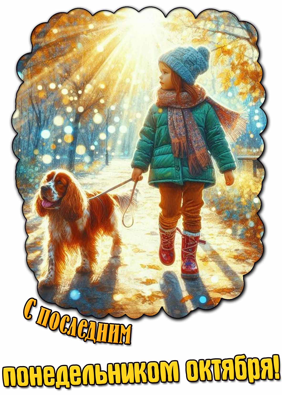 Солнечная открытка с последним понедельником октября