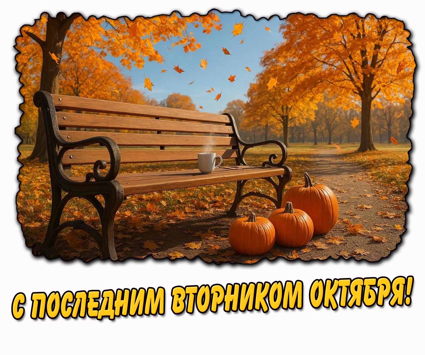 Осенняя открытка с последним вторником октября