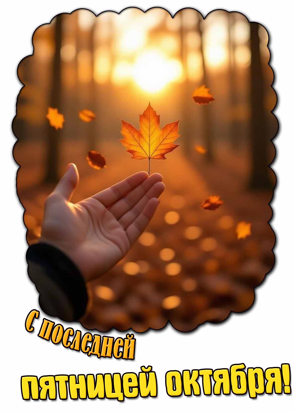 С последней пятницей октября! - картинка с осенним листом