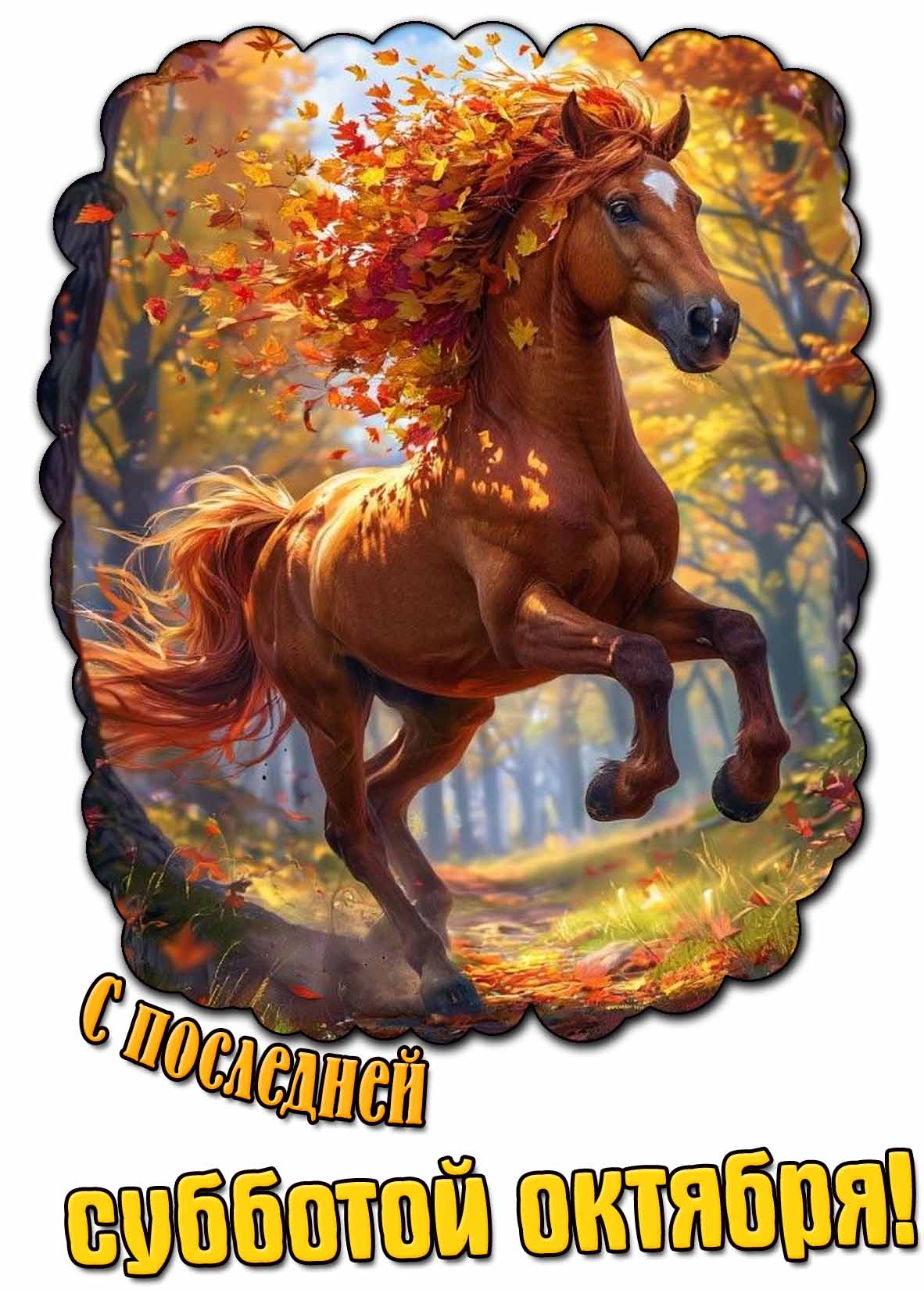 Красивая открытка с последней субботой октября