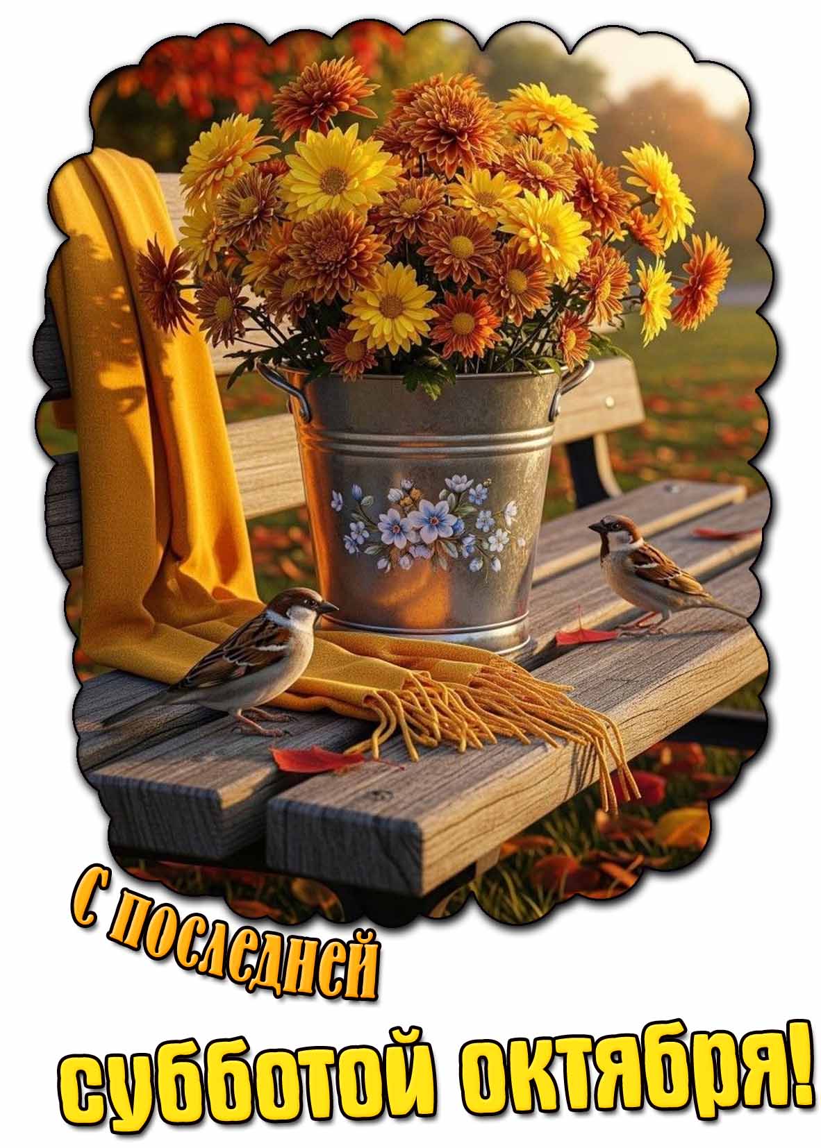 С последней субботой октября! - открытка с цветами