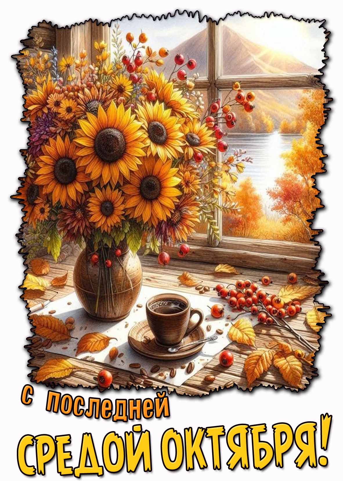 С последней средой октября! - солнечная открытка