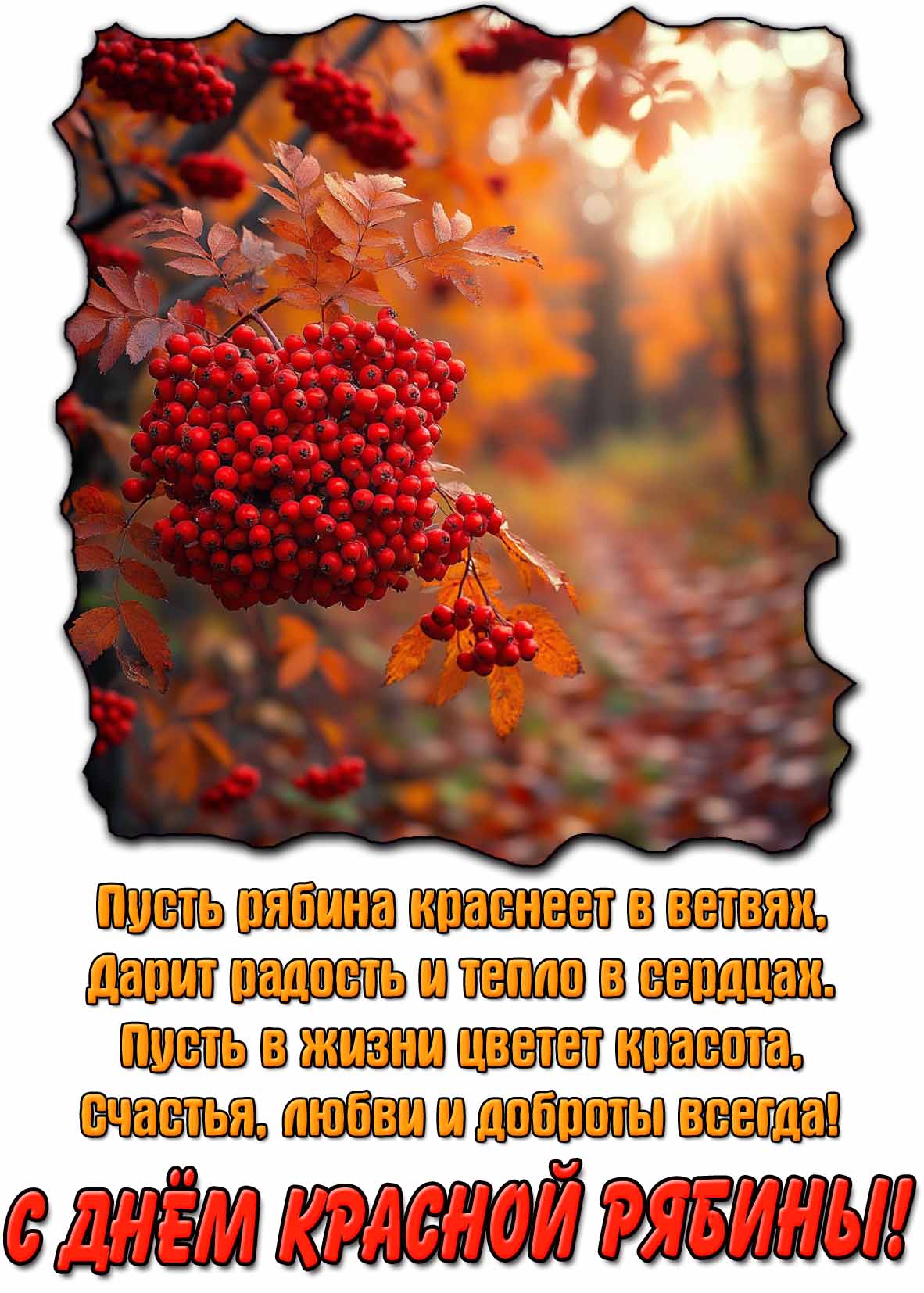 Картинка - поздравление с днём красной рябины