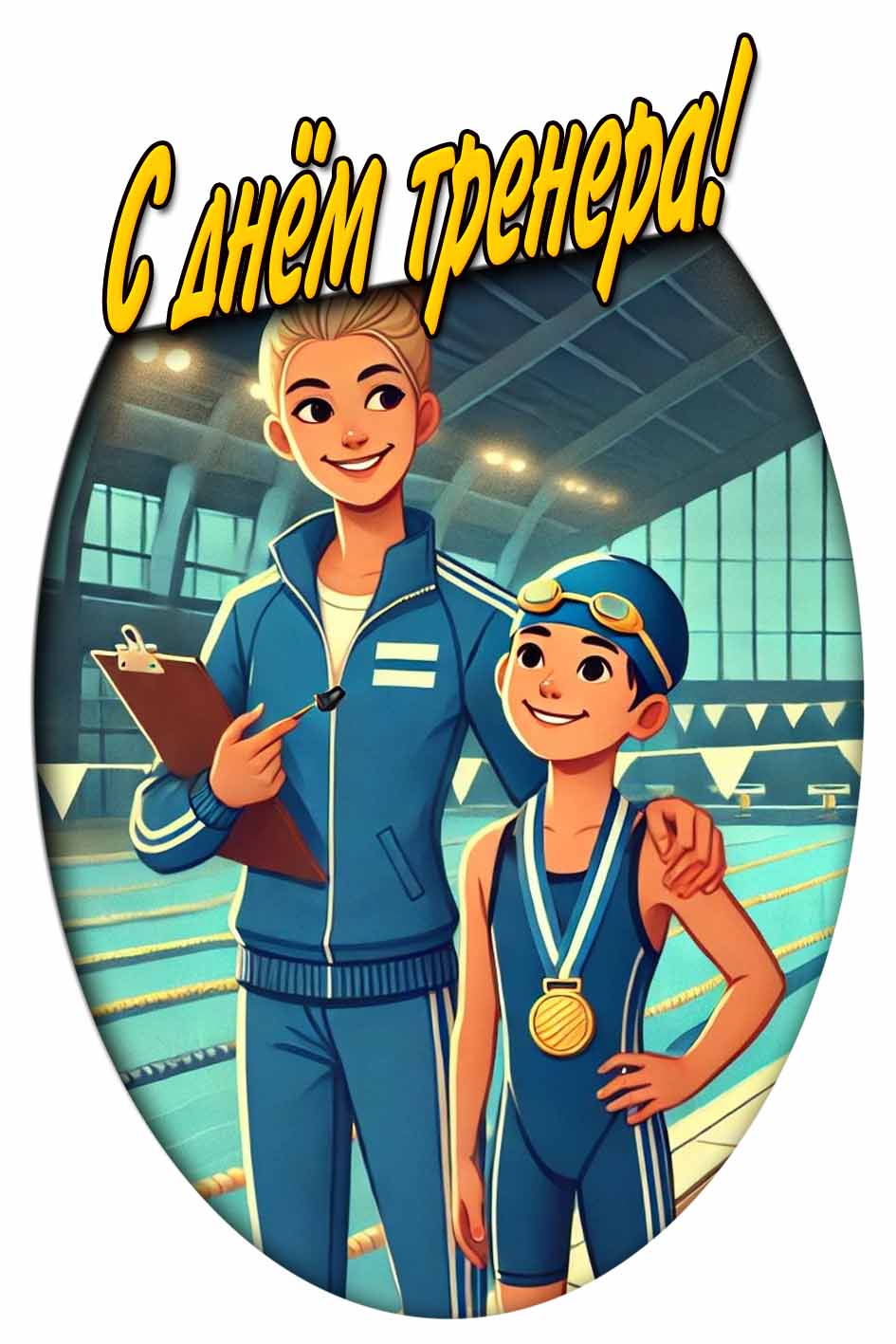 С днём тренера! - картинка для женщины-тренера по плаванию
